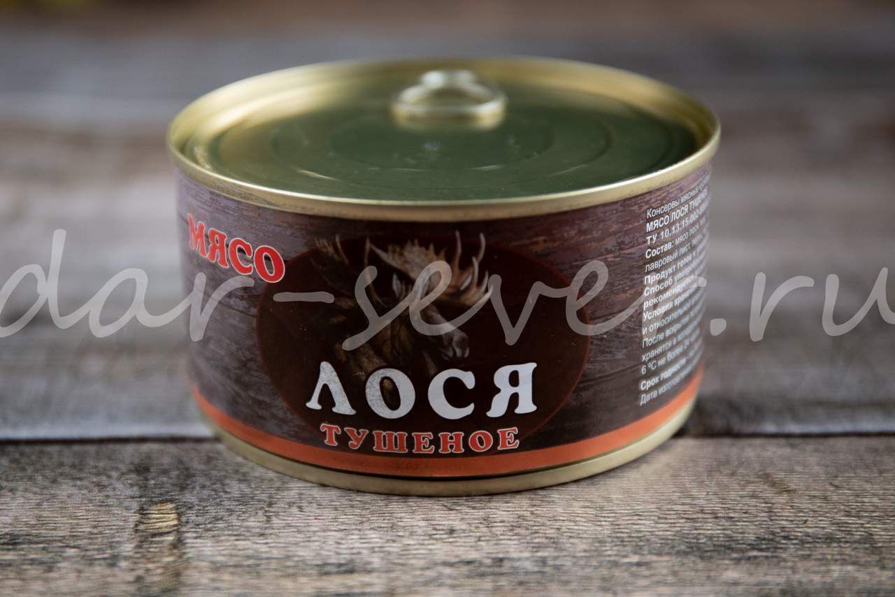 Мясо лося тушеное, 325 г, ж/б